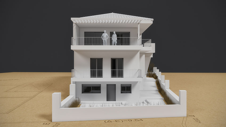 3D Φωτορεαλιστική απεικόνιση & κάτοψη για σύγχρονη ισόγεια κατοικία 83 m²